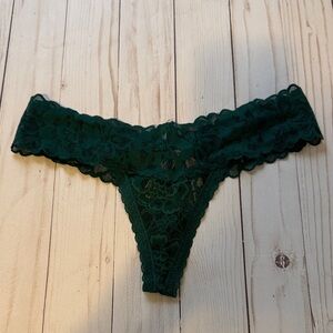 Victoria’s Secret Lace Thong Panty in Deep Forest Green
